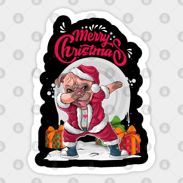 Funny Christmas Pug English bulldog dog Merry Christmas gifts Sticker by Mad Maggie